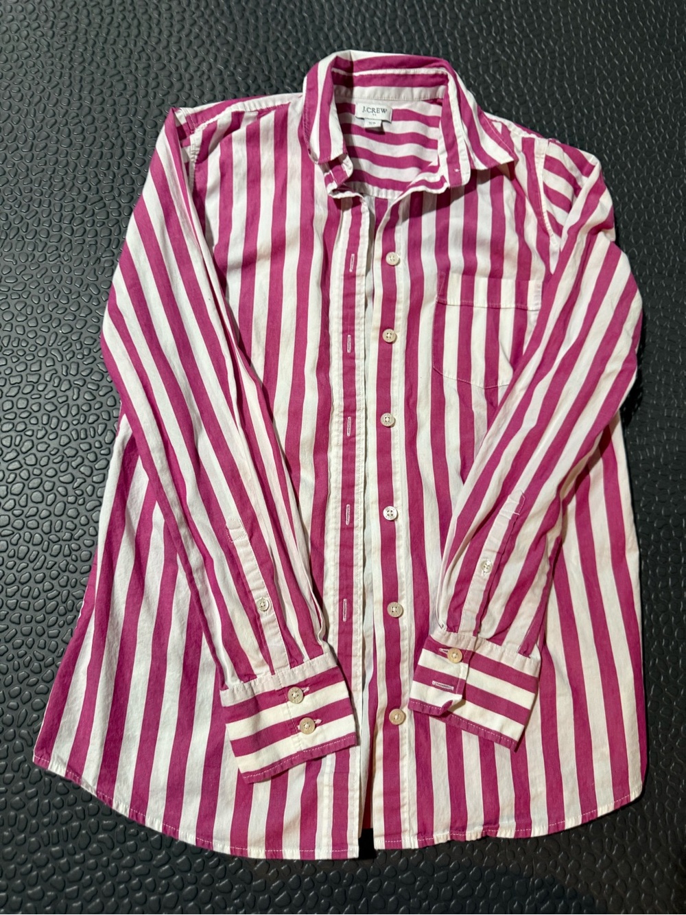 Women J. Crew Fuchsia and White Striped Button-Down Shirt